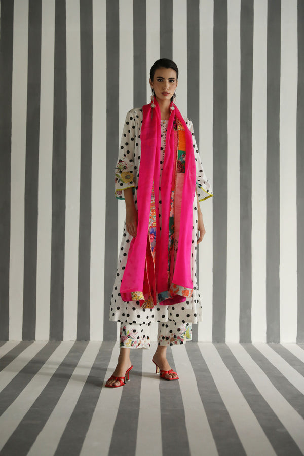 Raji Ramniq I Love To Dot I Cotton Silk Ensemble I Black and White Hot Pink I 114 - Shop Cult Modern