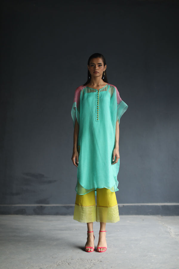 Raji Ramniq I Love To Dot I Cotton Silk Ensemble I Turqoise Lime 111 - Shop Cult Modern