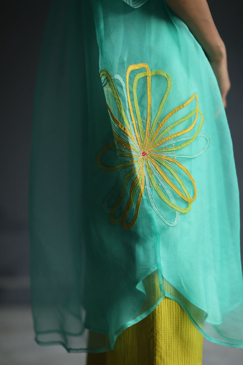 Raji Ramniq I Love To Dot I Cotton Silk Ensemble I Turqoise Lime 111 - Shop Cult Modern