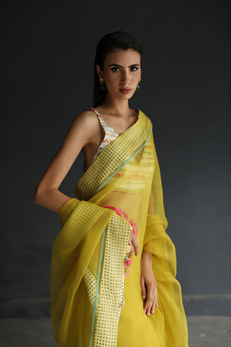 Raji Ramniq I Love To Dot I Cotton Silk Ensemble I Yellow 107 - Shop Cult Modern