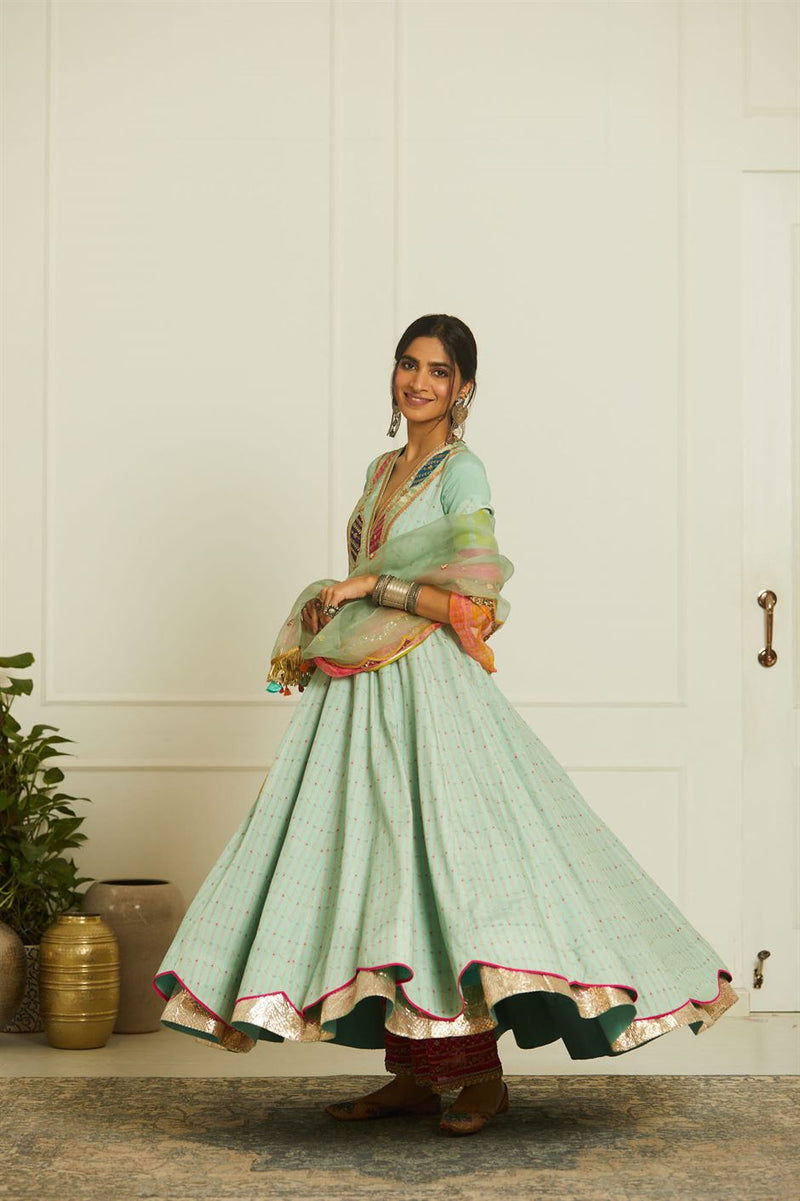 Raji Ramniq Mehezebeen Collection Powder Blue Anarkali Dupatta Mb-106 - Shop Cult Modern