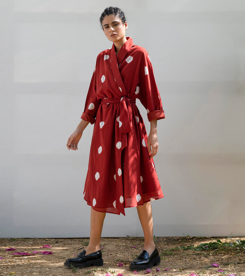 Khara Kapas Red Cedar Wrap Dress - Shop Cult Modern