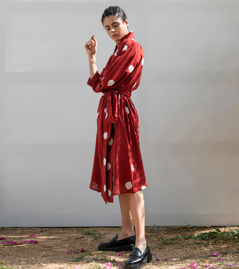 Khara Kapas Red Cedar Wrap Dress - Shop Cult Modern