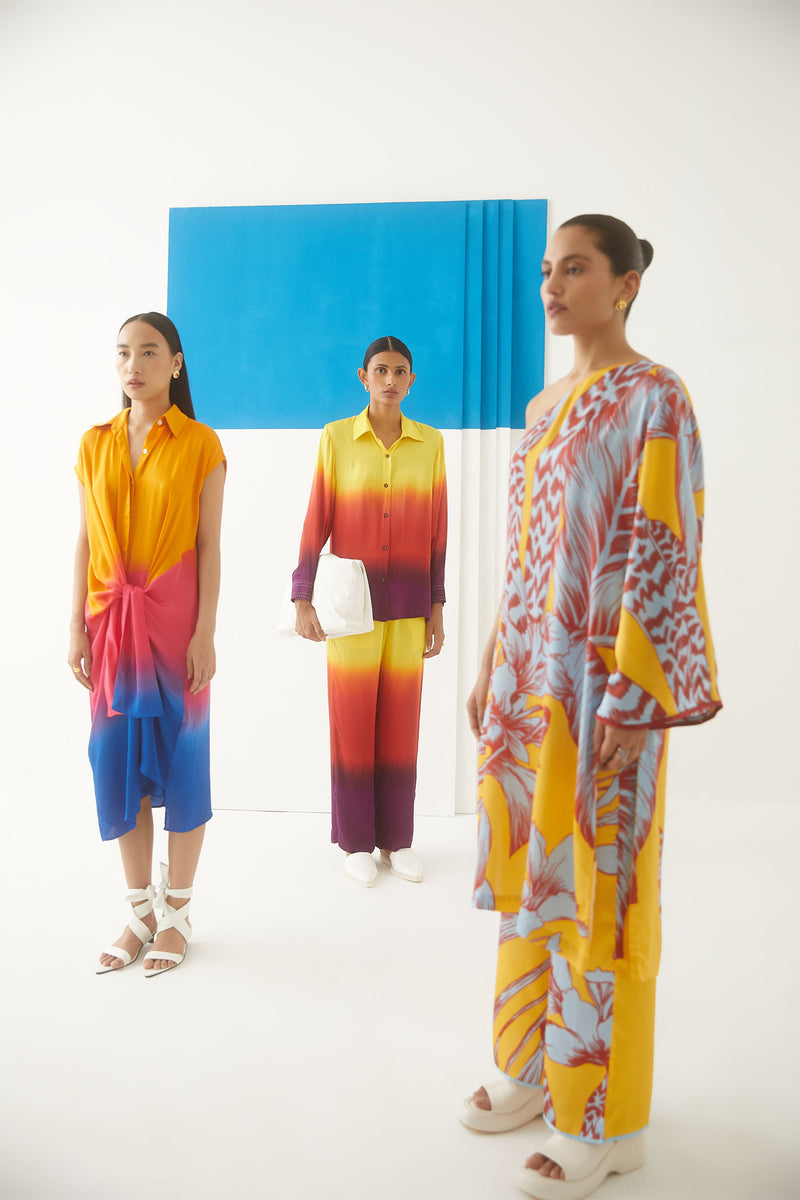 Studio Rigu Paradnaya Sunset Knot Dress

 Tie Dye Vegan Silk Arcadia Collection - Shop Cult Modern