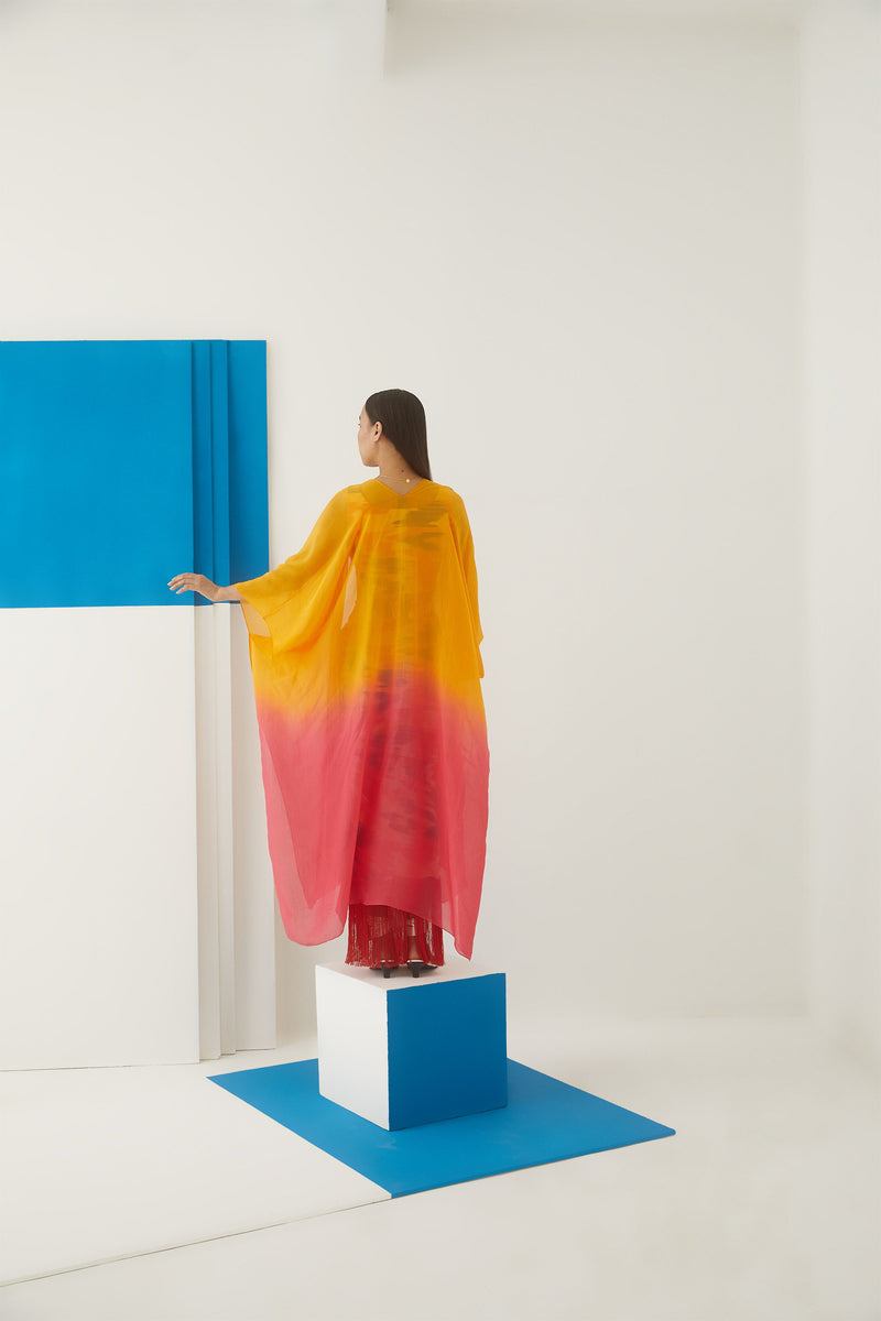 Studio Rigu Rublevo Ikat Draped Skirt With Blouse Digital Print Vegan Silk Arcadia Collection - Shop Cult Modern