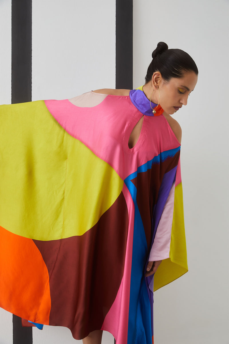 Studio Rigu Kievskoe Luna Pink Swirl Kimono Digital Print Vegan Silk Arcadia Collection - Shop Cult Modern