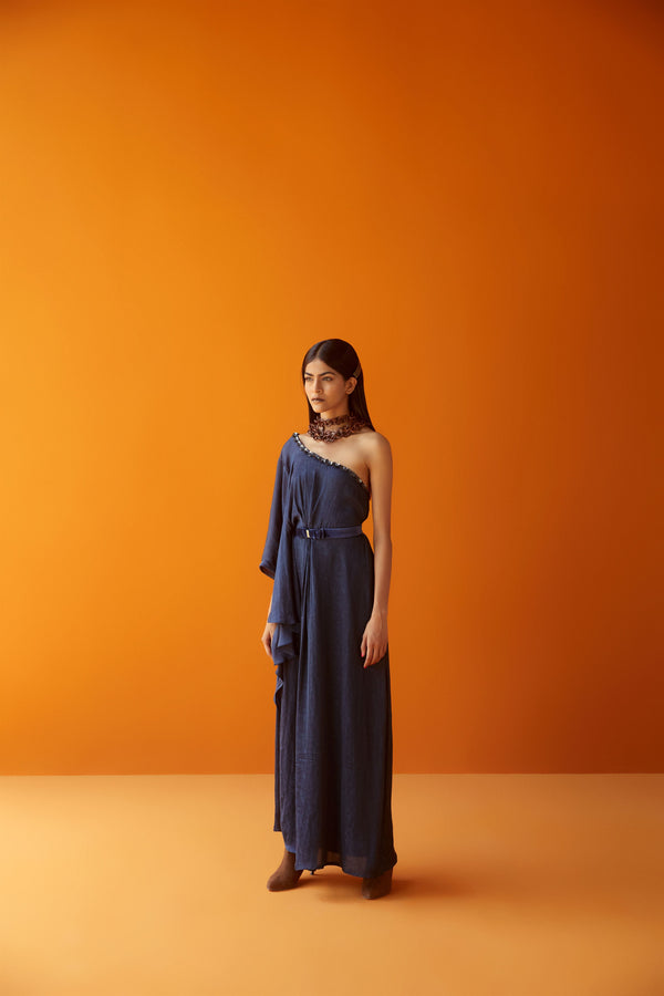 Sakshi Khetterpal  I  Dresses One Shoulder Dress= 1 Pc Blueberry SK-061 A/W2022 Seasons - Shop Cult Modern