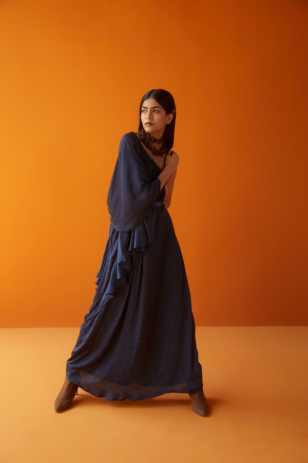 Sakshi Khetterpal  I  Dresses One Shoulder Dress= 1 Pc Blueberry SK-061 A/W2022 Seasons - Shop Cult Modern