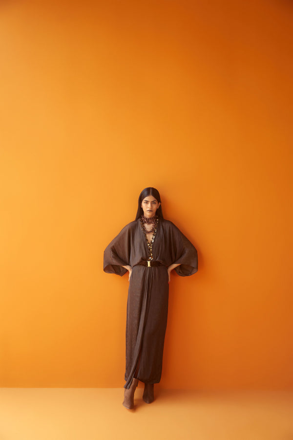 Sakshi Khetterpal  I  Dresses Dress With Belt= 1Pc Cacao SK-041 A/W2022 Seasons - Shop Cult Modern