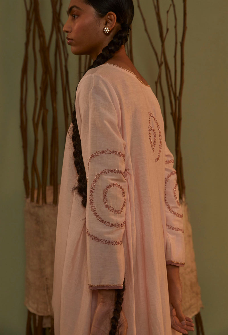 Sarang Kaur Cumberland Pink Jhoomar Kurta Set Cotton silk Jhoomar SK01307 - Shop Cult Modern