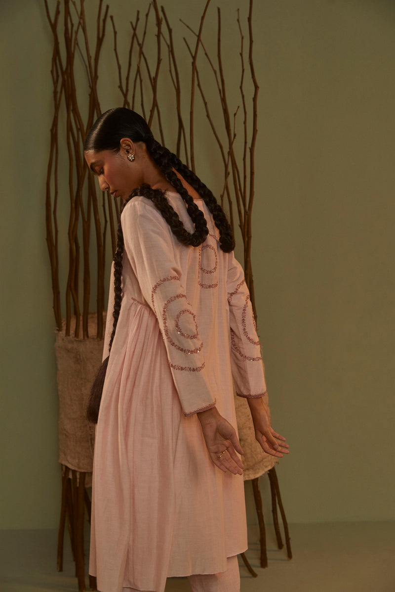 Sarang Kaur Cumberland Pink Jhoomar Kurta Set Cotton silk Jhoomar SK01307 - Shop Cult Modern