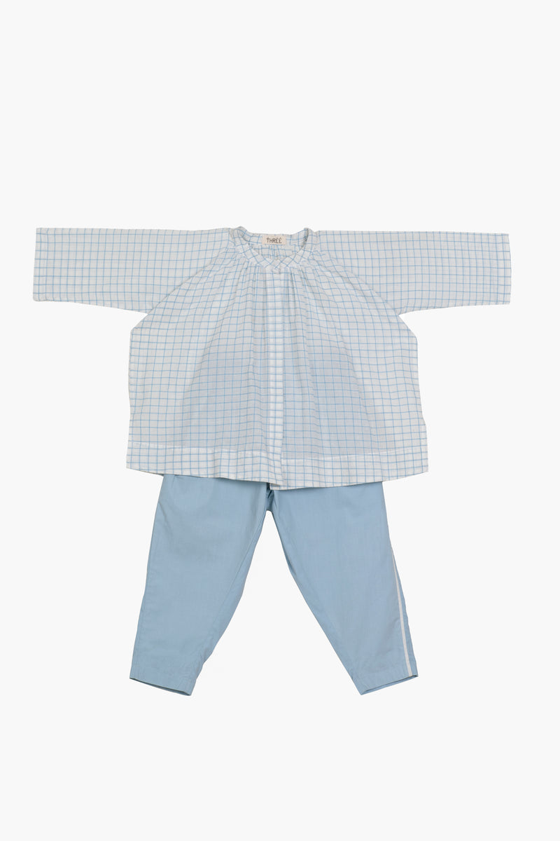 Three  I   Peasant Top Co-Ord Top Handwoven Cotton Check  I  Pant Cotton Poplin - Shop Cult Modern