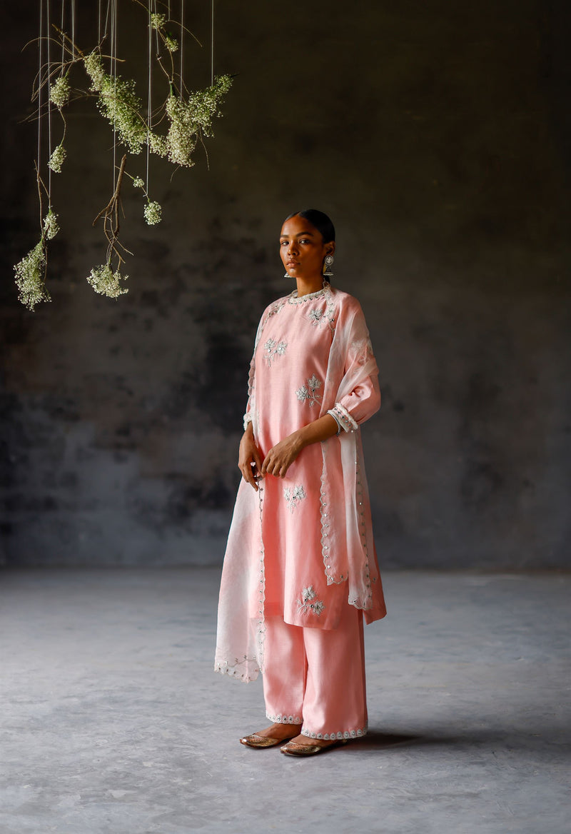 Shikha Mehta Gigi Gulabi Saveri Kurta Set Chanderi Silk Pink Paak Ss22-Smgs03 - Shop Cult Modern