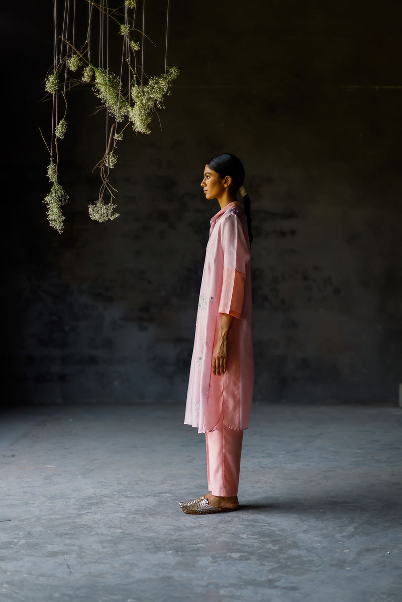 Shikha Mehta Kate Jamuni Yami Tunic Set Chanderi Silk Lilac Paak Ss22-Smyt13 - Shop Cult Modern