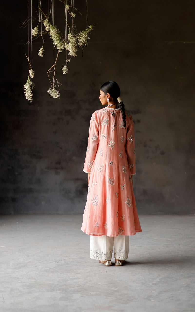 Shikha Mehta Cardi Gulabi Siyah Anarkali Set Chanderi Silk Pink Paak Ss22-Smsa10 - Shop Cult Modern