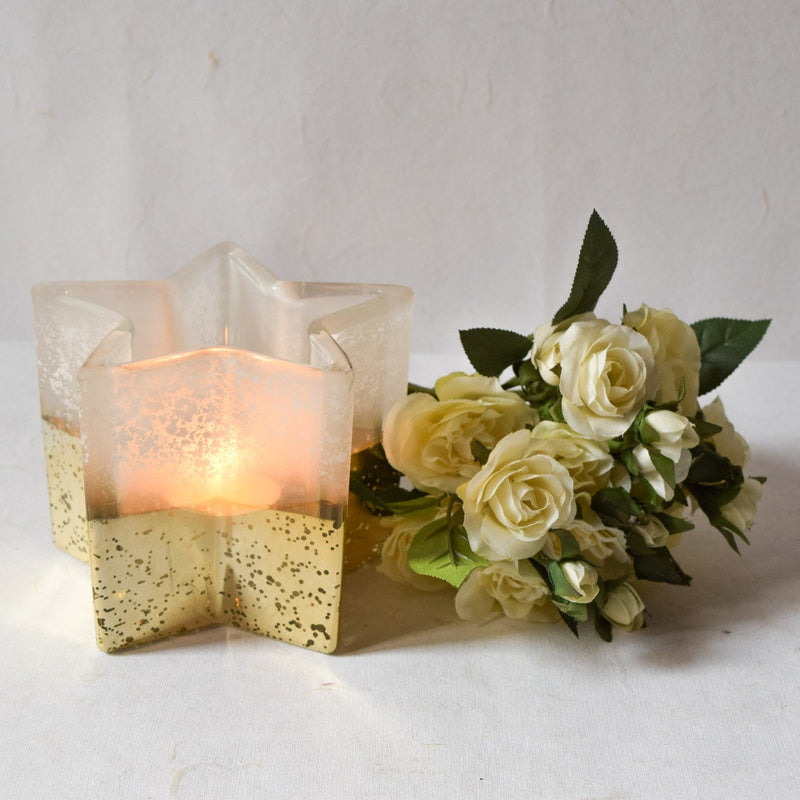 Home Artisan Star-Shaped Ivory and Gold Candle Holder - Shop Cult Modern