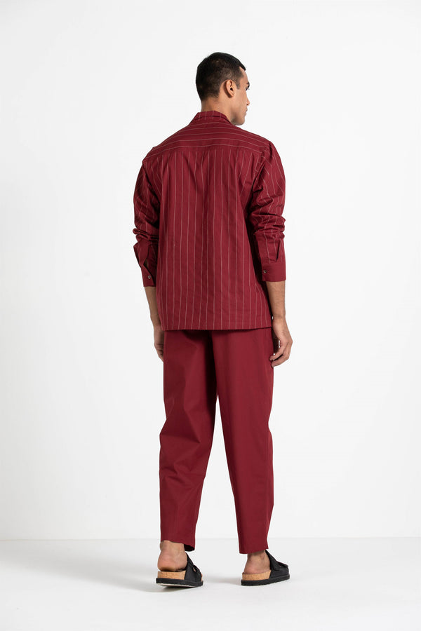 THREE   -   Front Pleat Pant- Crimson Red - Shop Cult Modern