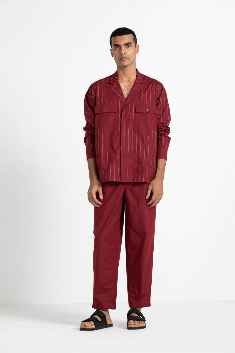 THREE   -   Front Pleat Pant- Crimson Red - Shop Cult Modern
