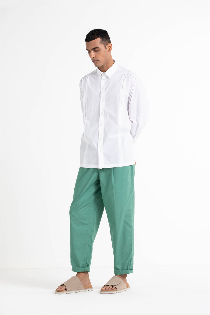 THREE   -   Front Pleat Pant- Mineral Green - Shop Cult Modern