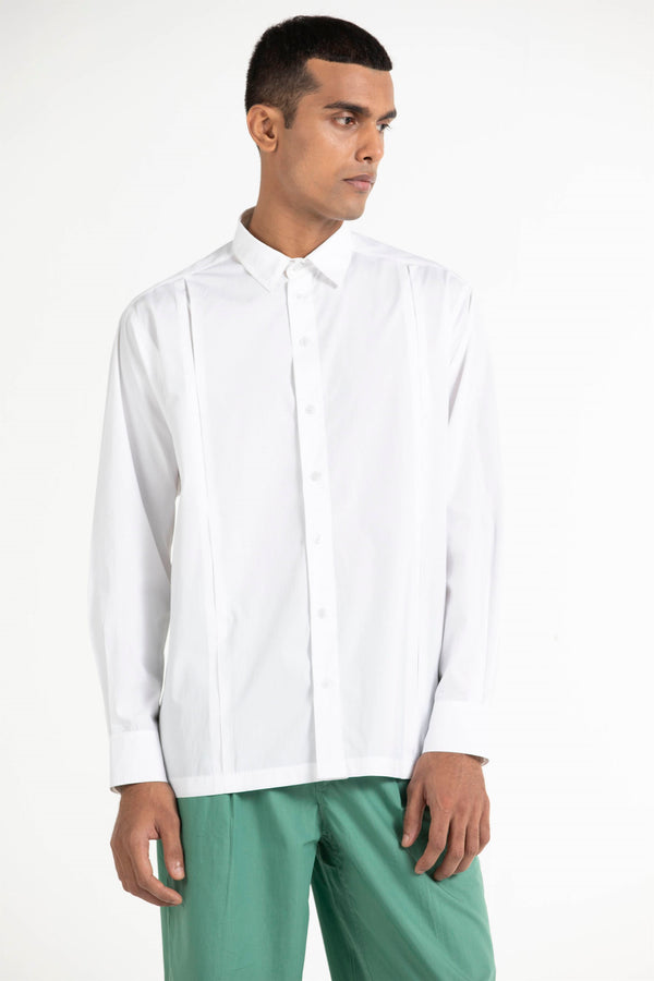 THREE   -   Front Pleat Shirt Co Ord White - Shop Cult Modern