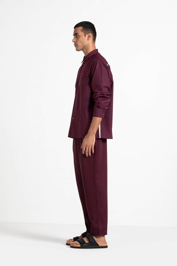 THREE   -   Patch Pocket Shirt Wine - Shop Cult Modern