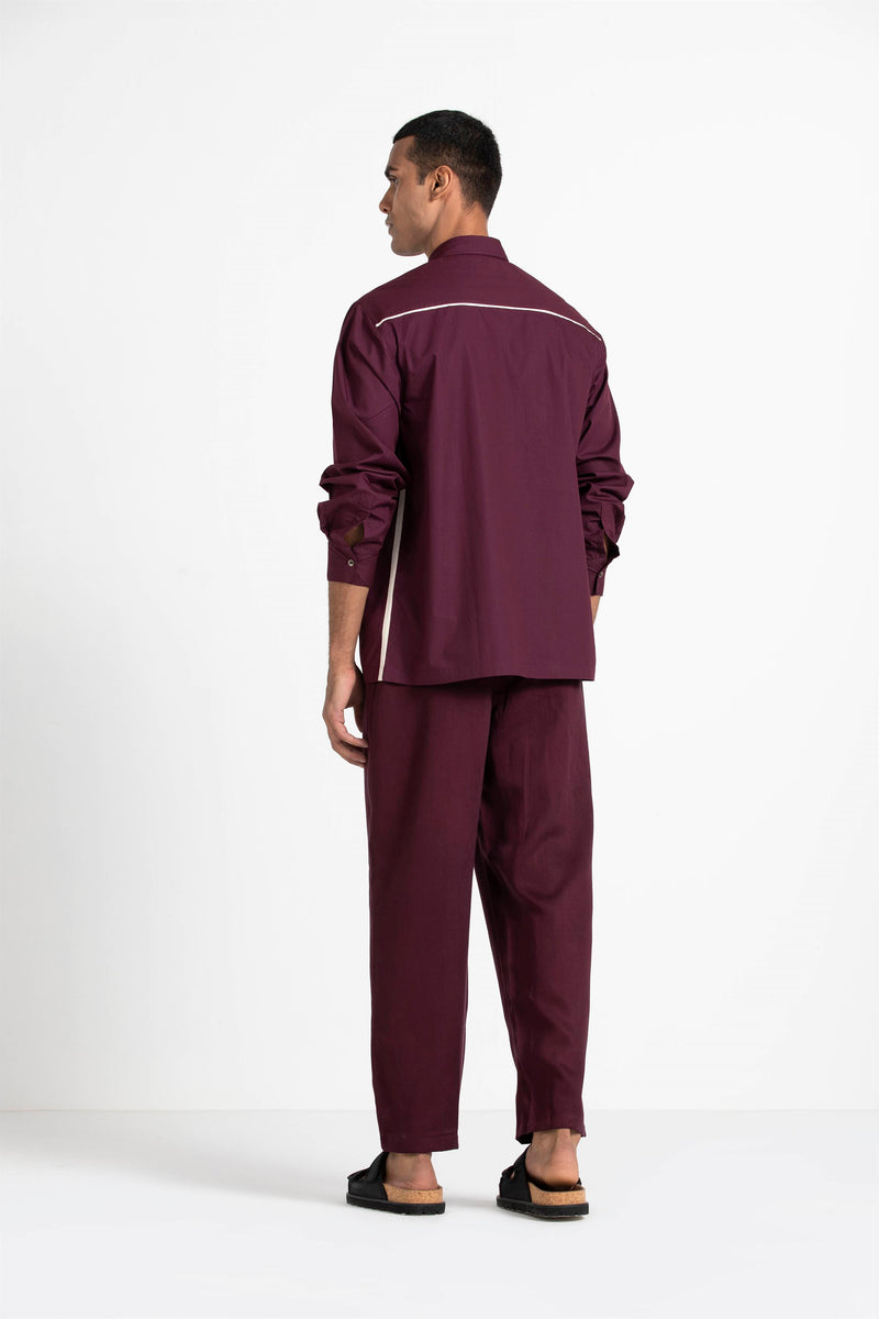 THREE   -   Patch Pocket Shirt Wine - Shop Cult Modern