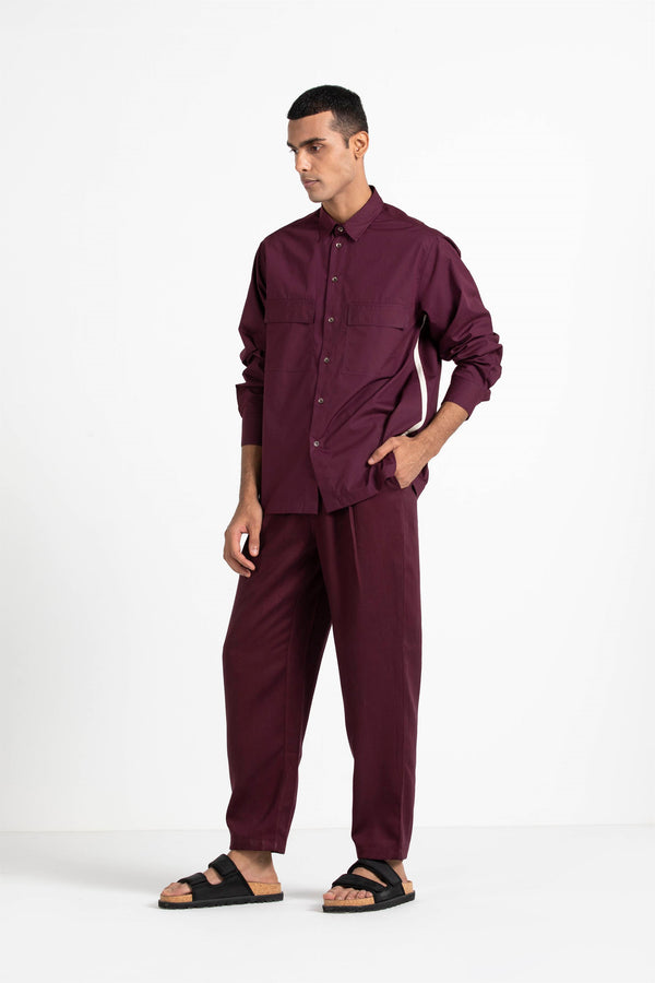 THREE   -   Patch Pocket Shirt Wine - Shop Cult Modern