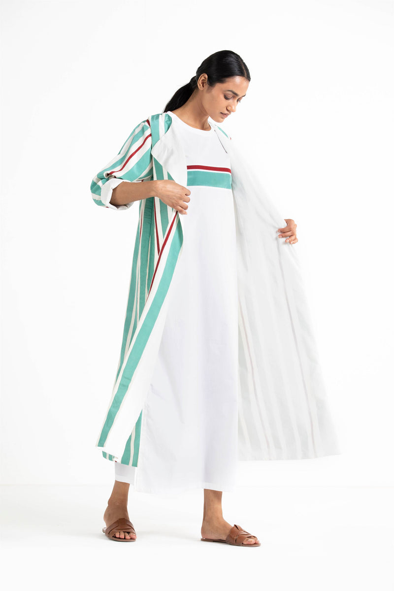 THREE   -   Round Neck Dress (Front Stripe) - Shop Cult Modern
