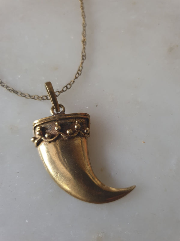 Chicory Chai   I   Tiger nail  Pendant   -  Recycled and Upcycled Brass Jewelry - Shop Cult Modern