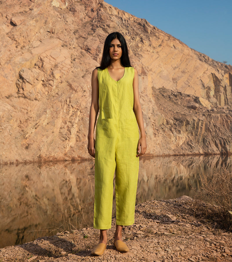 KharaKapas I Lime Green Sleeveless Jumpsuit  I 32 Days Of Summer - Shop Cult Modern