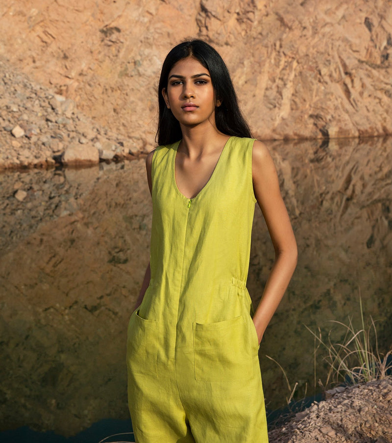 Khara Kapas   I   KharaKapas I Lime Green Sleeveless Jumpsuit  I 32 Days Of Summer - Shop Cult Modern