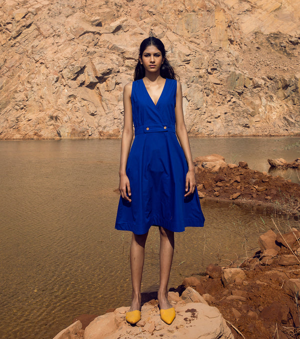 KharaKapas I Electric Blue Sleeveless Short Dress  I 32 Days Of Summer - Shop Cult Modern