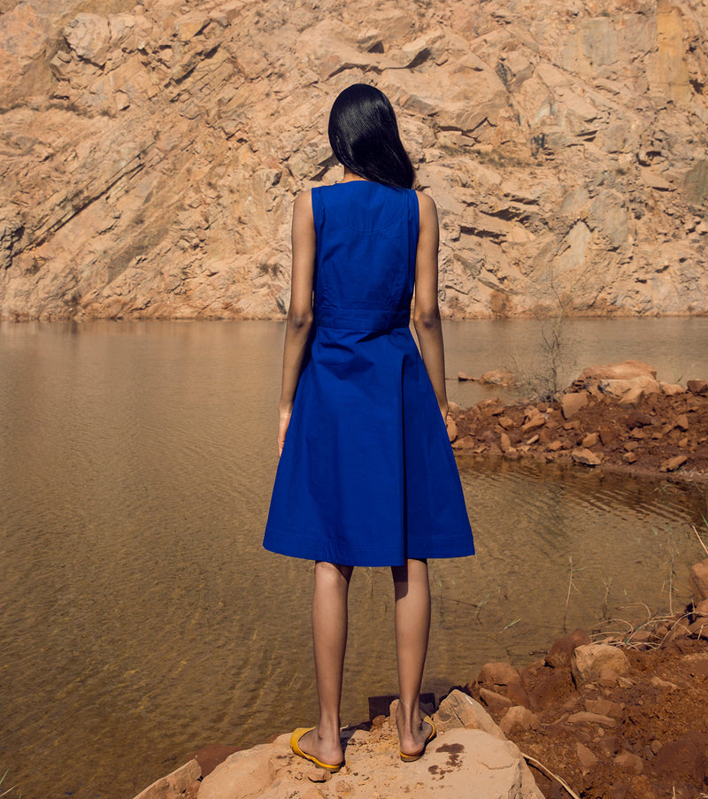 KharaKapas I Electric Blue Sleeveless Short Dress  I 32 Days Of Summer - Shop Cult Modern
