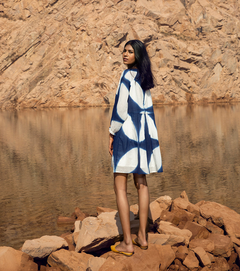 KharaKapas I Shibori Blue & White Tent Dress  I  32 Days Of Summer - Shop Cult Modern