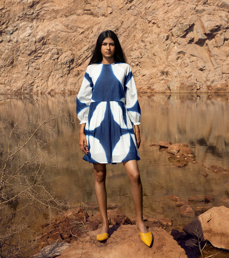 KharaKapas I Shibori Blue & White Tent Dress  I  32 Days Of Summer - Shop Cult Modern