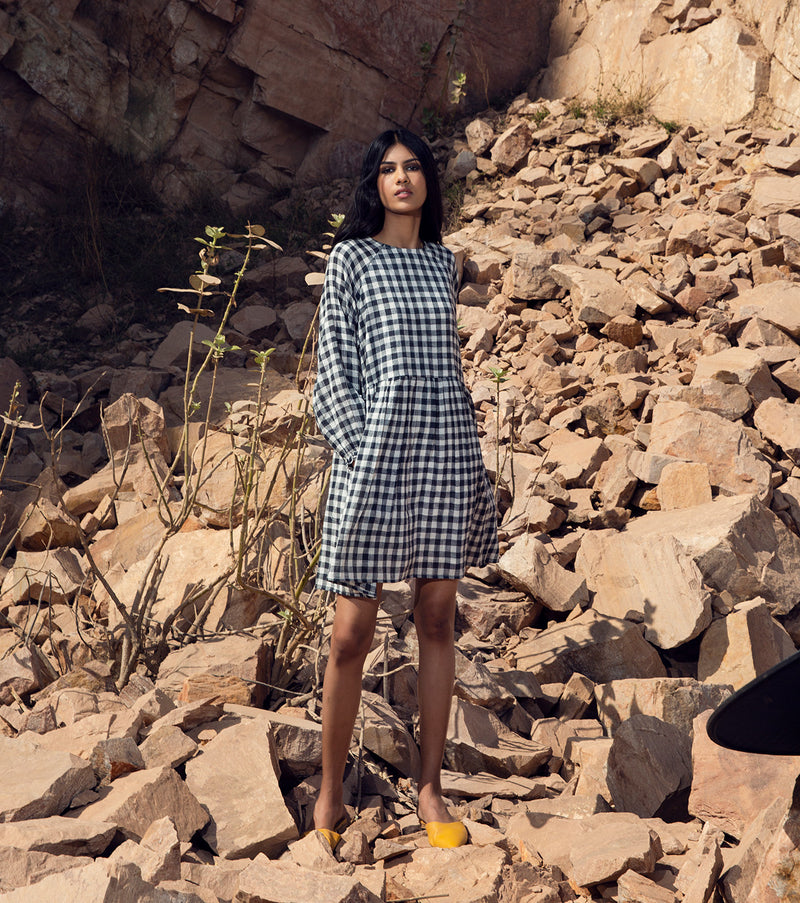 KharaKapas I Checkered Raglan Sleeve Short Dress  I  32 Days Of Summer - Shop Cult Modern