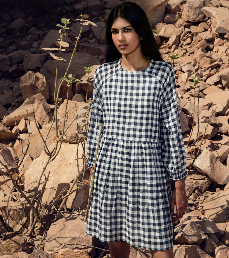Khara Kapas   I   KharaKapas I Checkered Raglan Sleeve Short Dress  I  32 Days Of Summer - Shop Cult Modern