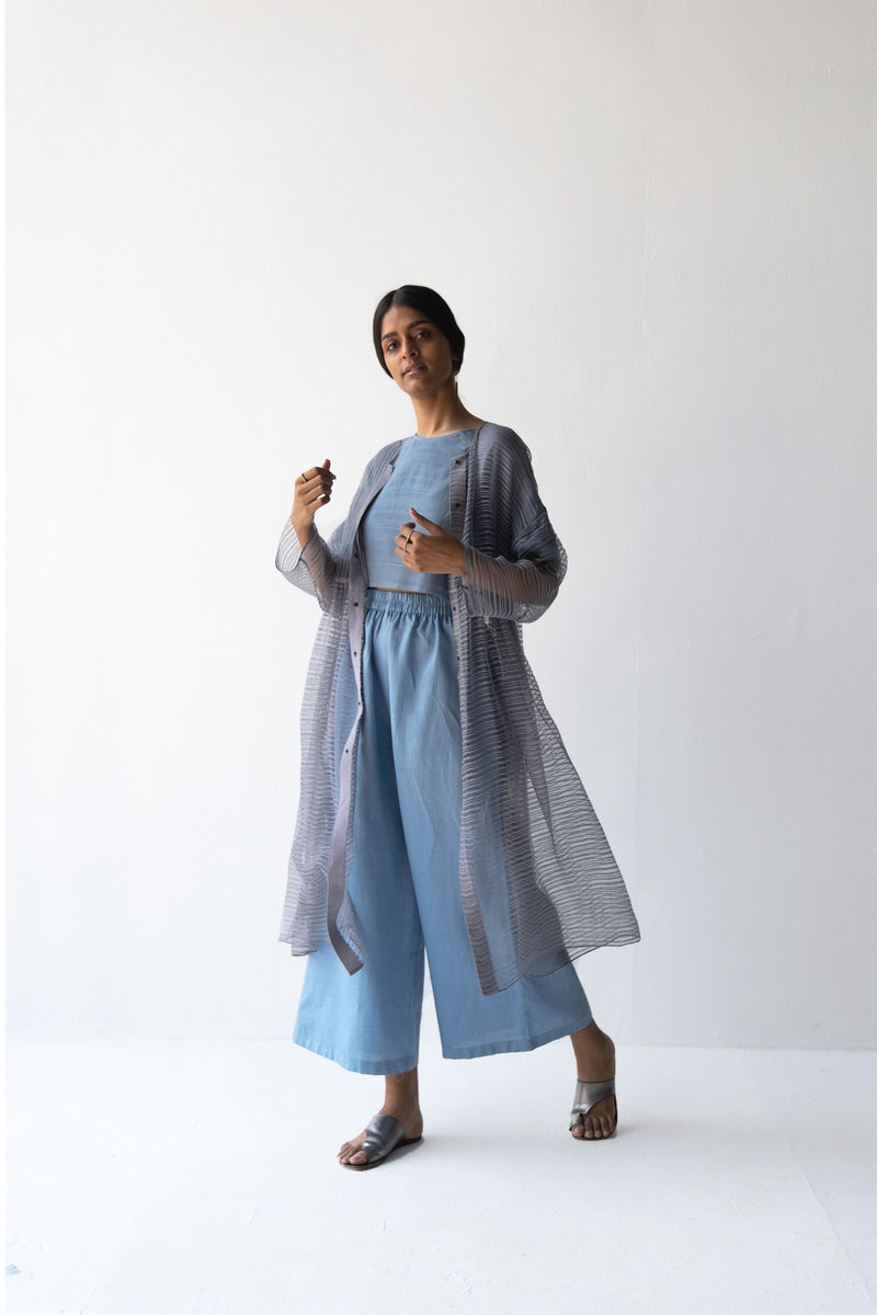Urvashi Kaur   -   Tranquil Blue Format Top Stitch Line Details - Shop Cult Modern
