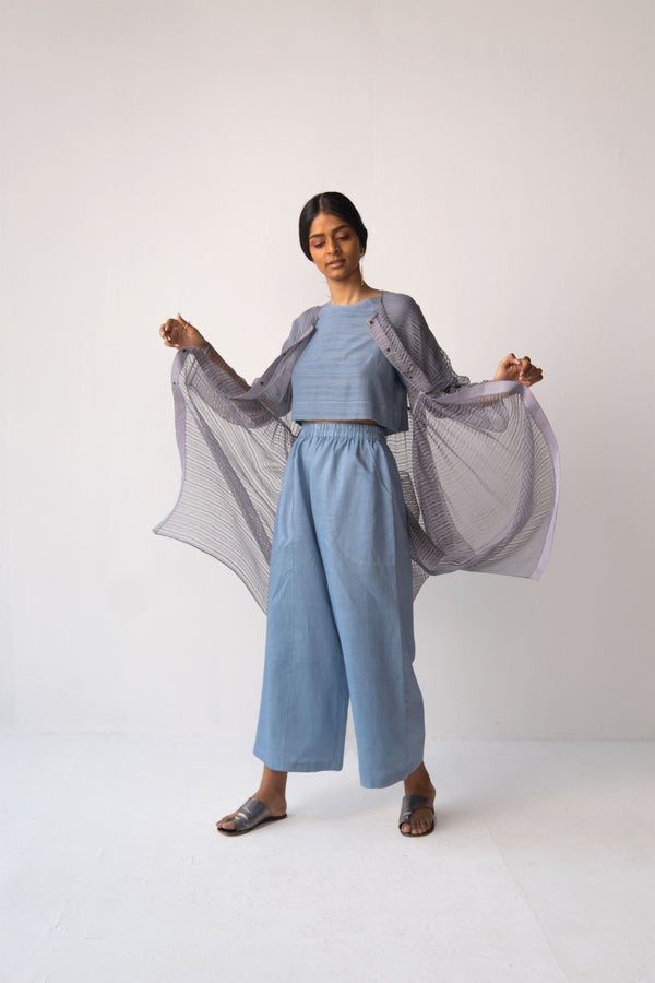 Urvashi Kaur   -   Tranquil Blue Format Top Stitch Line Details - Shop Cult Modern