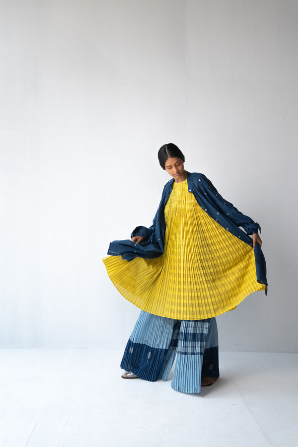Urvashi Kaur   -   Echo Dress Checkered With Kantha Details - Shop Cult Modern