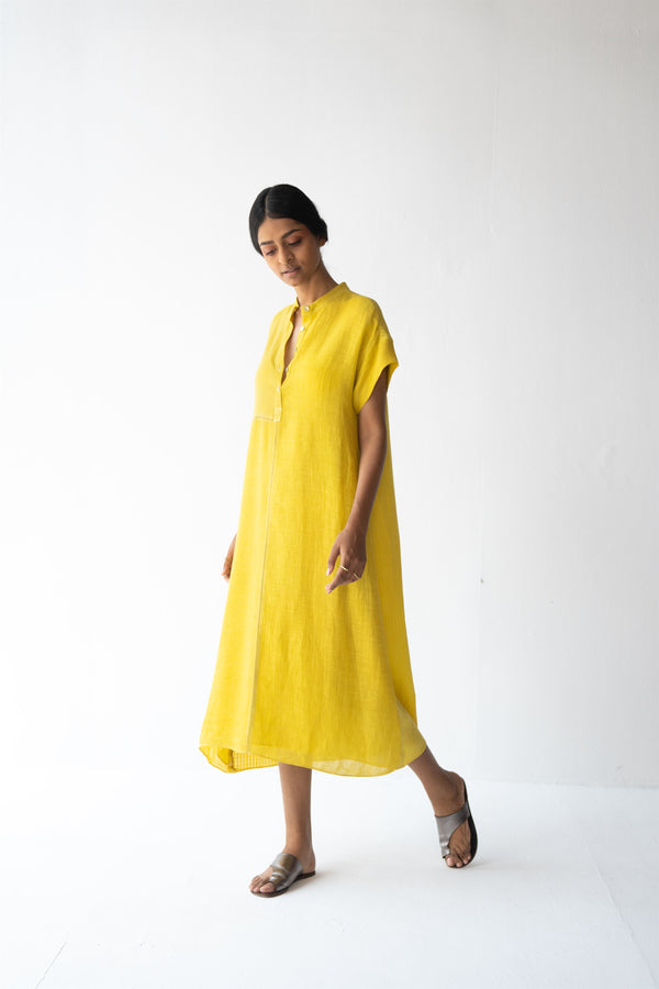 Urvashi Kaur   -   Nova Dress Checkered With Contrast Stitch Line Details - Shop Cult Modern