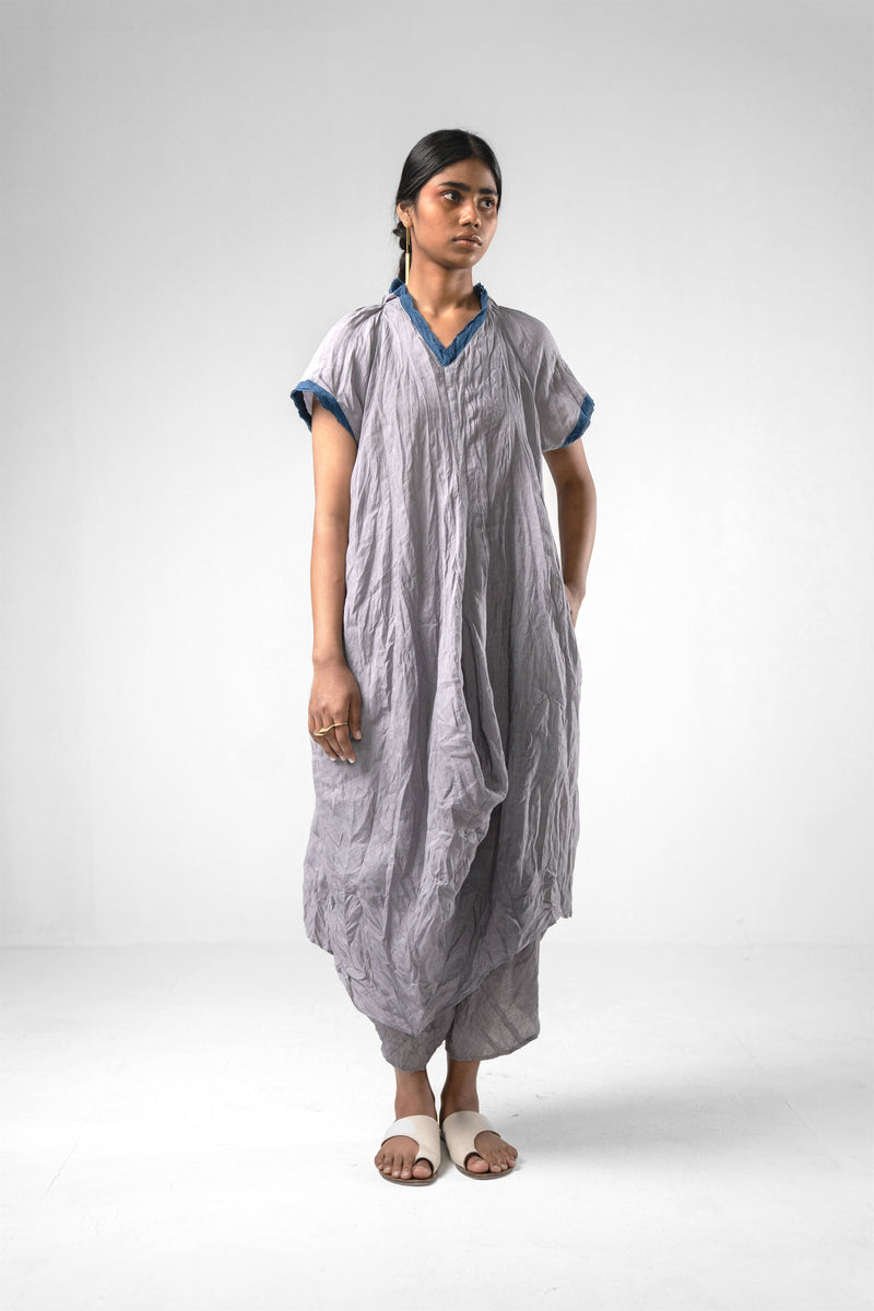 Urvashi Kaur   -   Pearl Grey Genesis Dress Crushed - Shop Cult Modern