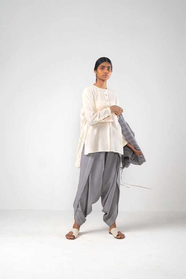 Urvashi Kaur   -   Entity Top Hand Block Printed  With Stitch Line Details - Shop Cult Modern