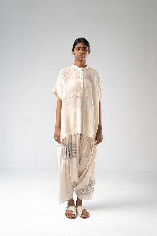Urvashi Kaur   -   Nova Top Checkered With Contrast Stitch Line Details - Shop Cult Modern
