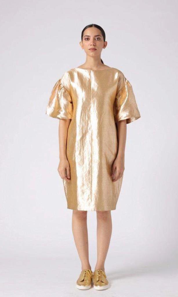 Gold twill brocade dress - Shop Cult Modern