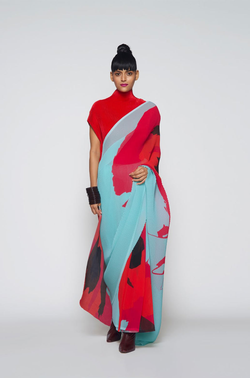 Printed Pleated Sari - Shop Cult Modern