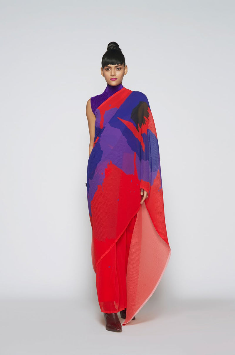 Printed Pleated Sari - Shop Cult Modern