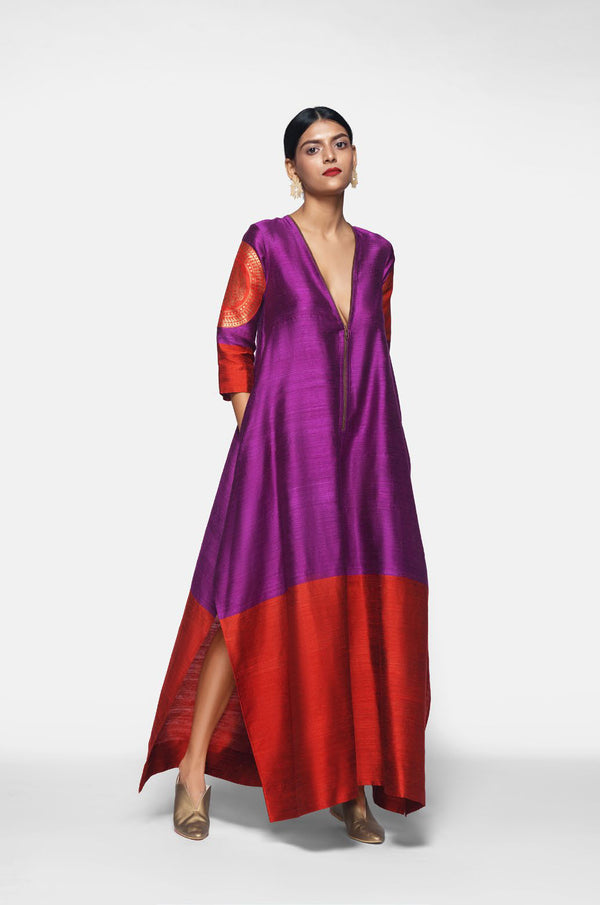 Handwoven Silk Jumpsuit With Brocade Detail - Shop Cult Modern