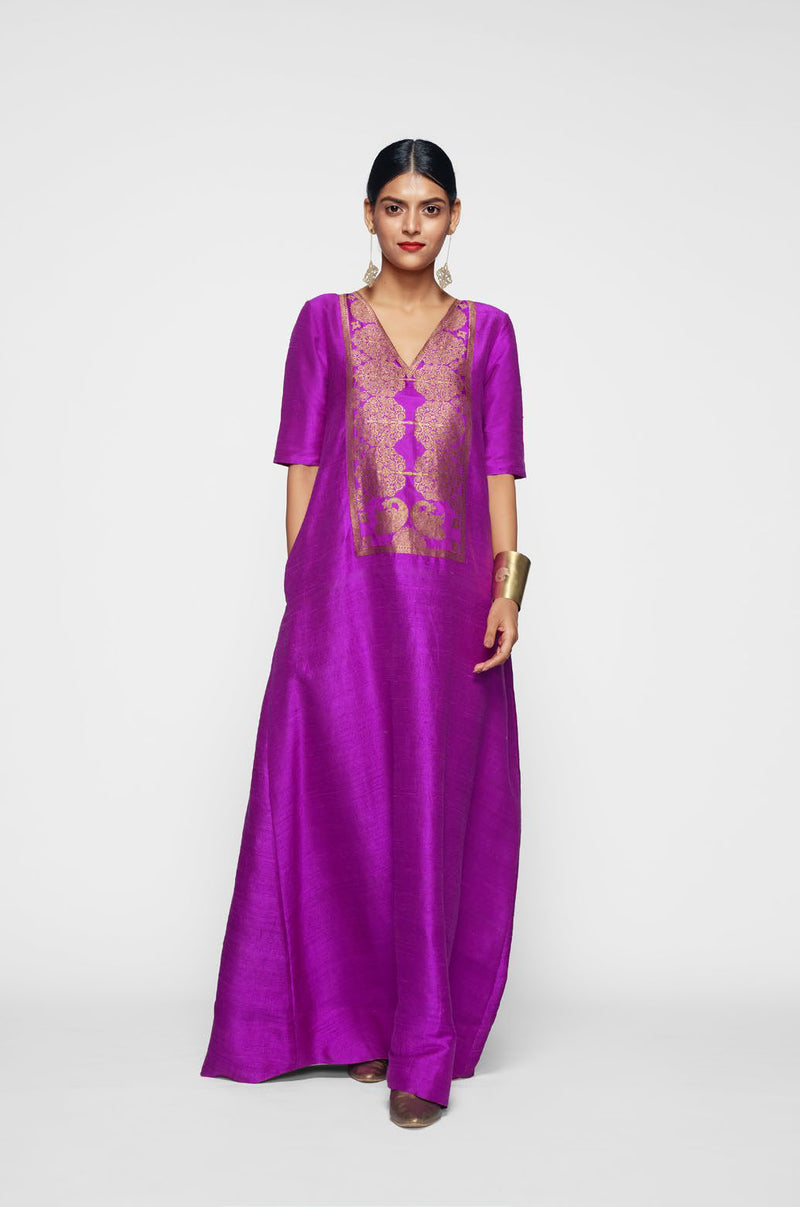 Silk Maxi With Brocade Yoke - Shop Cult Modern