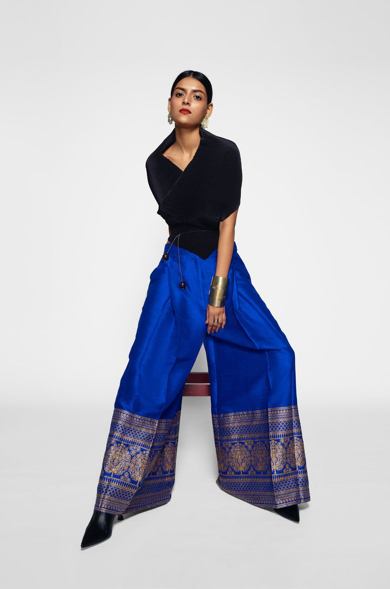 Silk Trouser With Brocade Detail - Shop Cult Modern